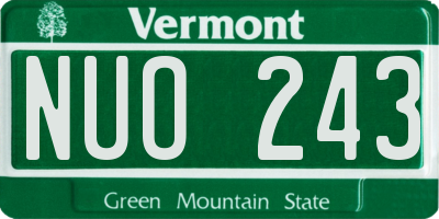 VT license plate NUO243