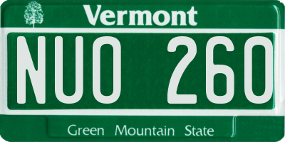 VT license plate NUO260