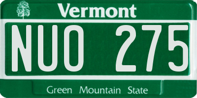 VT license plate NUO275
