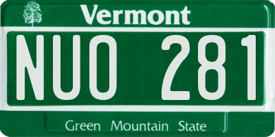 VT license plate NUO281