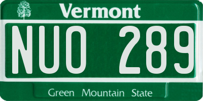 VT license plate NUO289
