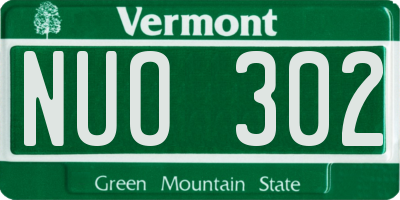 VT license plate NUO302