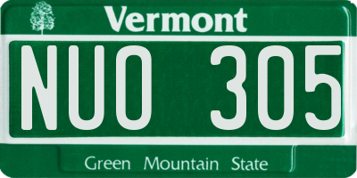 VT license plate NUO305