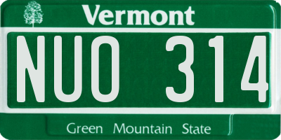 VT license plate NUO314