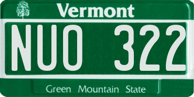 VT license plate NUO322
