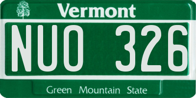 VT license plate NUO326