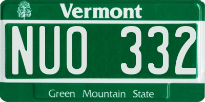 VT license plate NUO332