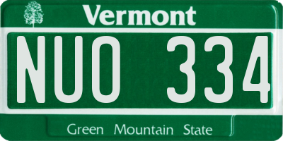 VT license plate NUO334