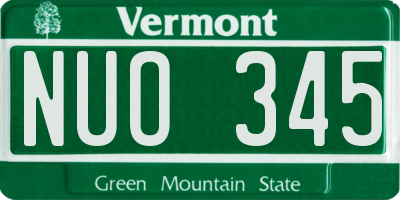 VT license plate NUO345