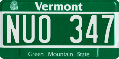 VT license plate NUO347