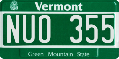 VT license plate NUO355