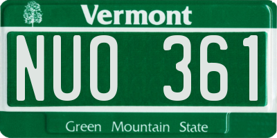 VT license plate NUO361