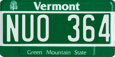 VT license plate NUO364