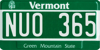VT license plate NUO365