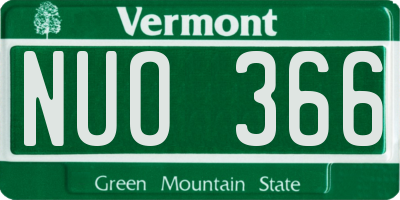 VT license plate NUO366