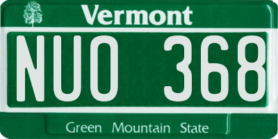 VT license plate NUO368