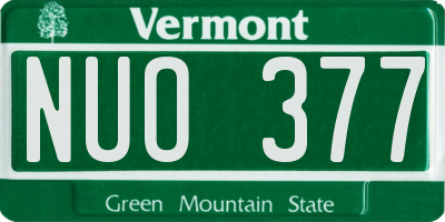 VT license plate NUO377