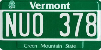 VT license plate NUO378