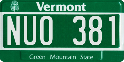 VT license plate NUO381