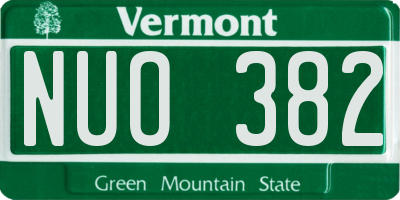 VT license plate NUO382