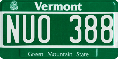 VT license plate NUO388