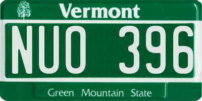 VT license plate NUO396