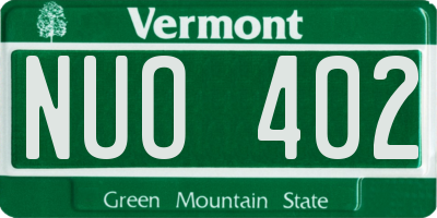 VT license plate NUO402