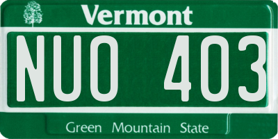 VT license plate NUO403