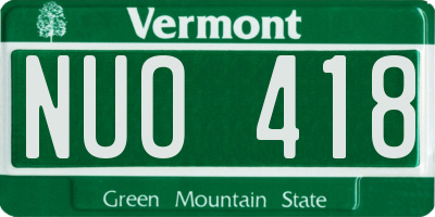 VT license plate NUO418
