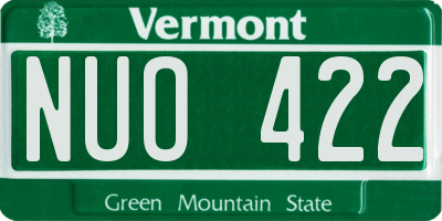 VT license plate NUO422