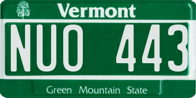 VT license plate NUO443