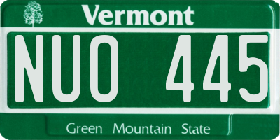 VT license plate NUO445