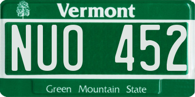 VT license plate NUO452