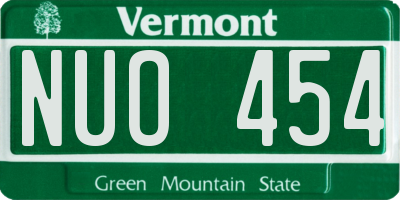 VT license plate NUO454