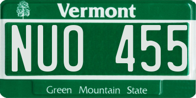 VT license plate NUO455