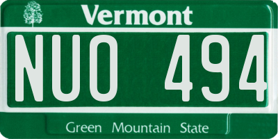 VT license plate NUO494