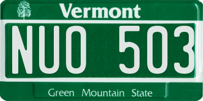 VT license plate NUO503