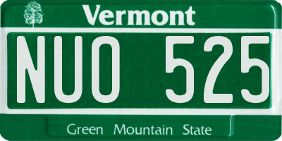 VT license plate NUO525