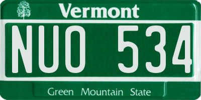 VT license plate NUO534