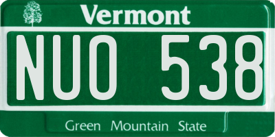 VT license plate NUO538