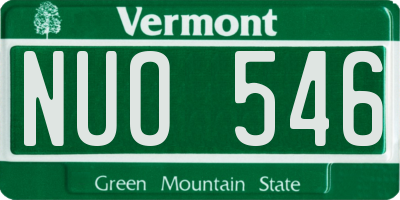 VT license plate NUO546