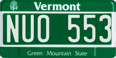 VT license plate NUO553