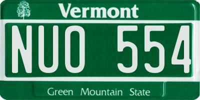 VT license plate NUO554