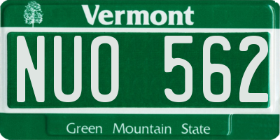 VT license plate NUO562