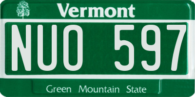 VT license plate NUO597
