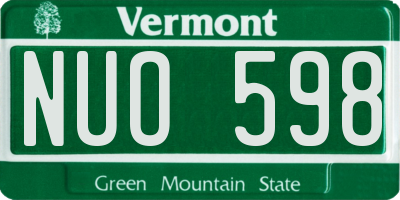 VT license plate NUO598