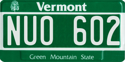VT license plate NUO602