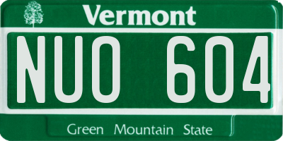 VT license plate NUO604