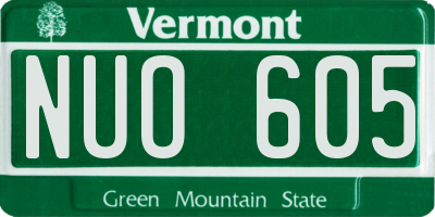 VT license plate NUO605