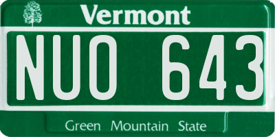 VT license plate NUO643